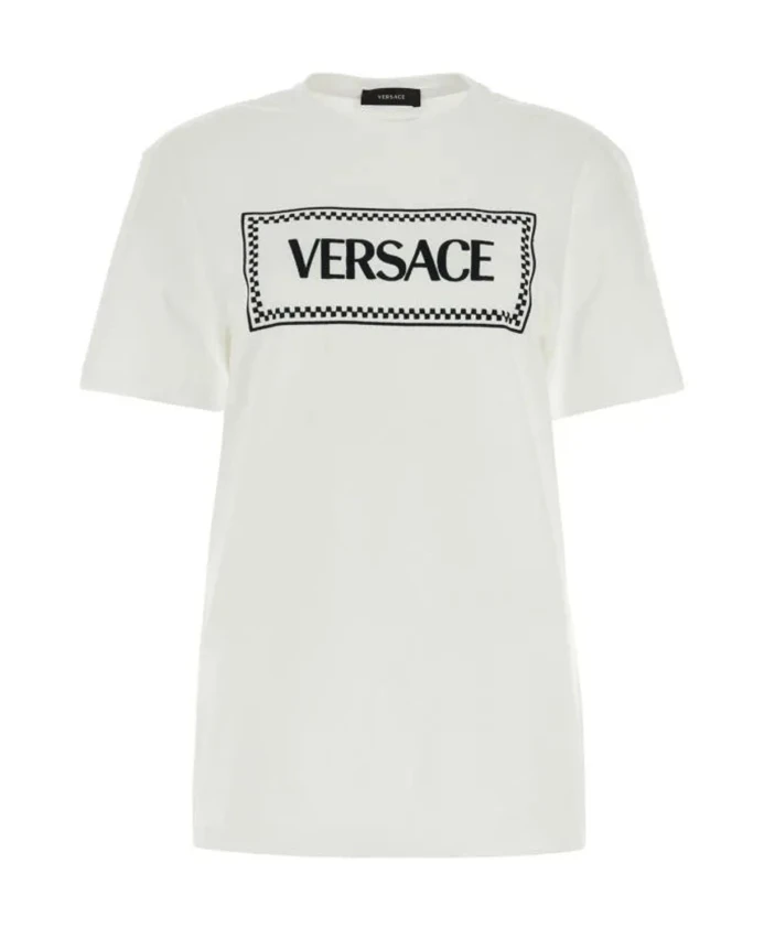 

Хлопковая футболка с логотипом Versace, белый