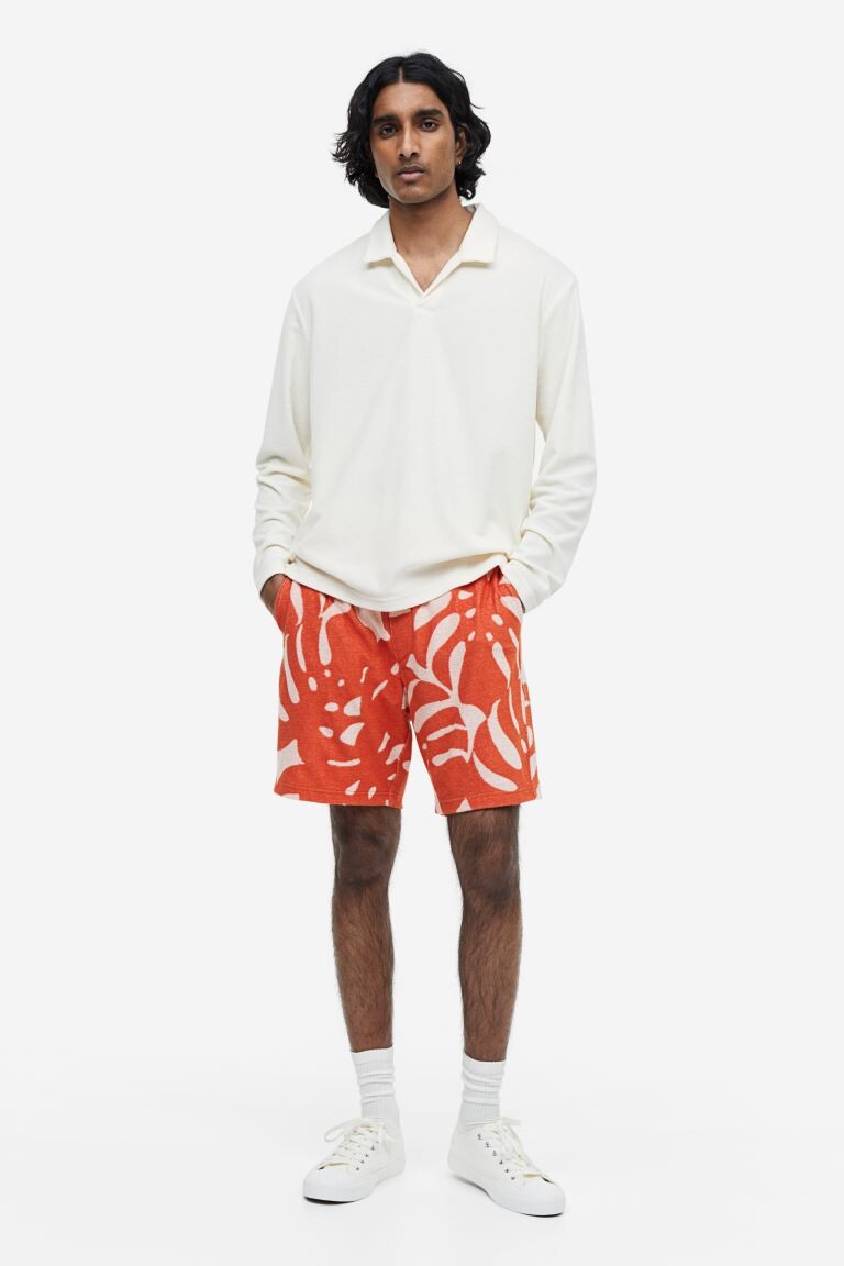 

Махровые шорты классического кроя H&M, оранжевый/с рисунком листьев