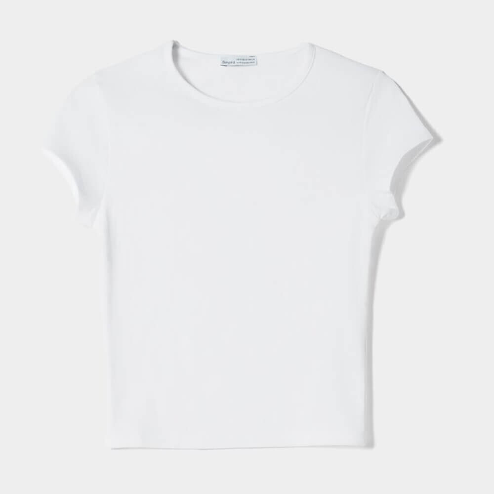 

Футболка Bershka Ribbed, белый