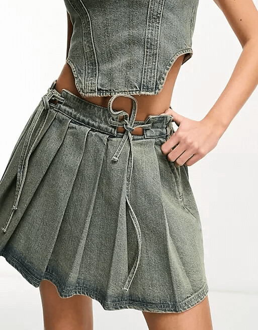 

Плиссированная мини-юбка ASYOU Denim, голубой