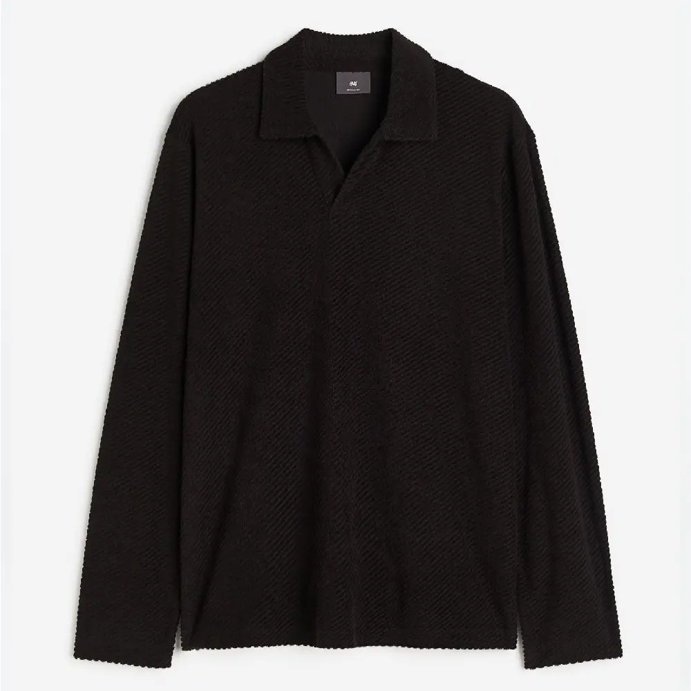 

Футболка-поло H&M Regular Fit Long Sleeve, черный