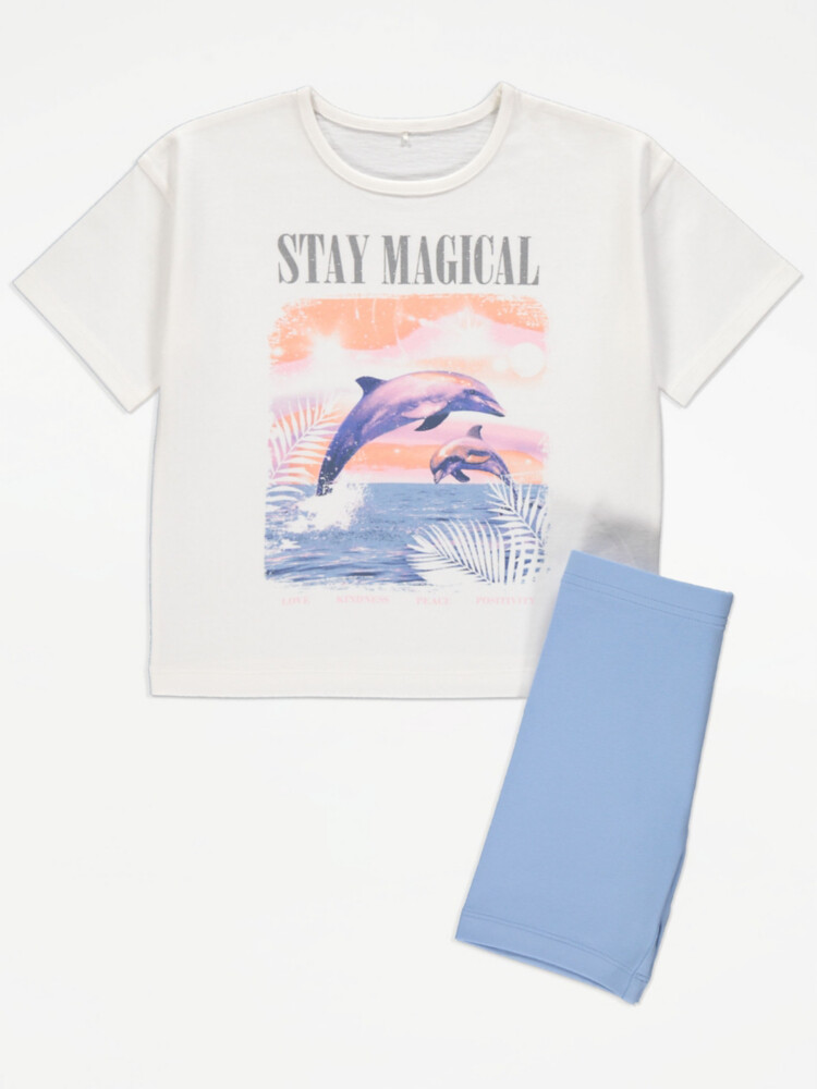 

Одежда с футболкой и велосипедными шортами Stay Magical Dolphin George.