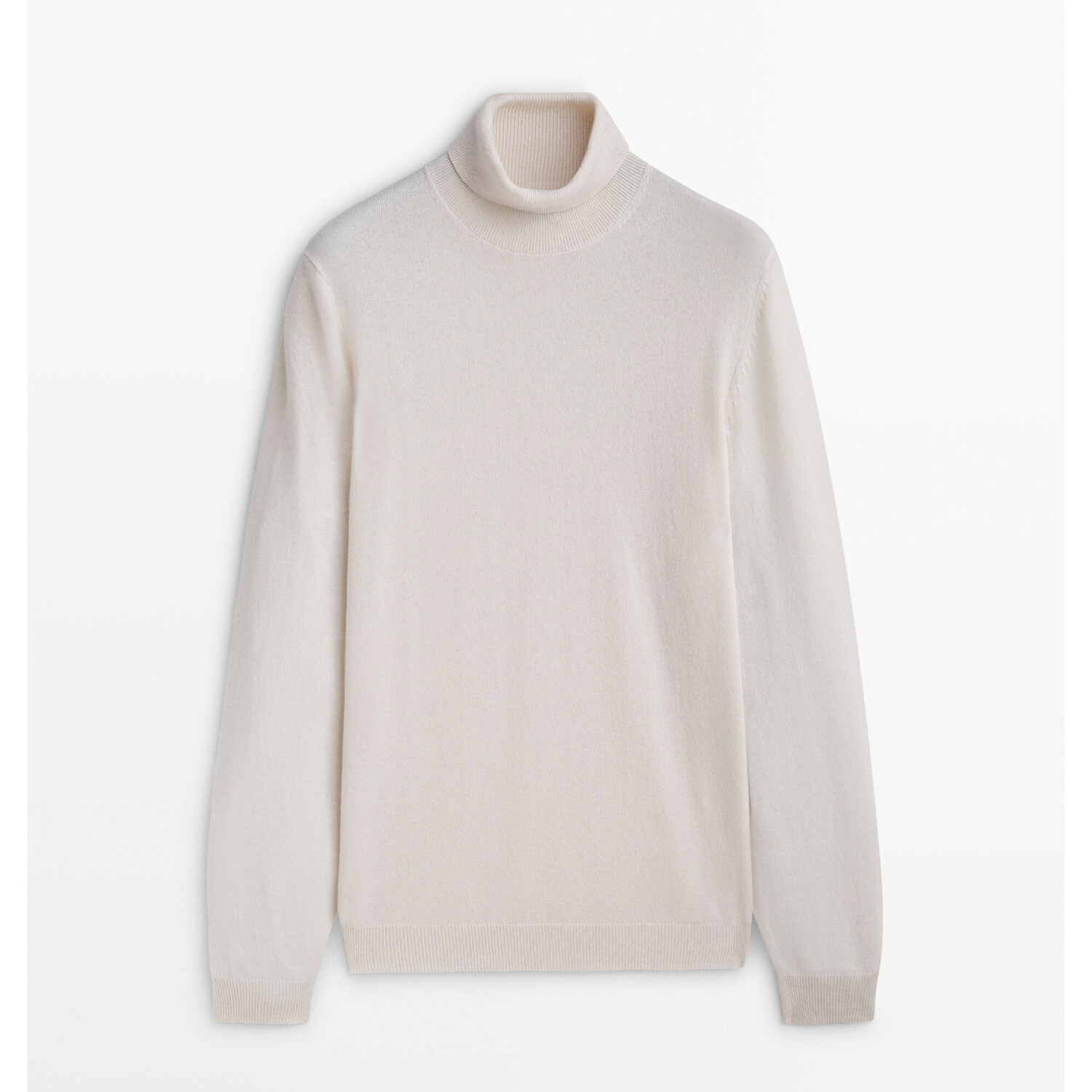

Свитер с высоким воротником Massimo Dutti Wool and Cashmere Blend, слоновая кость, Бежевый