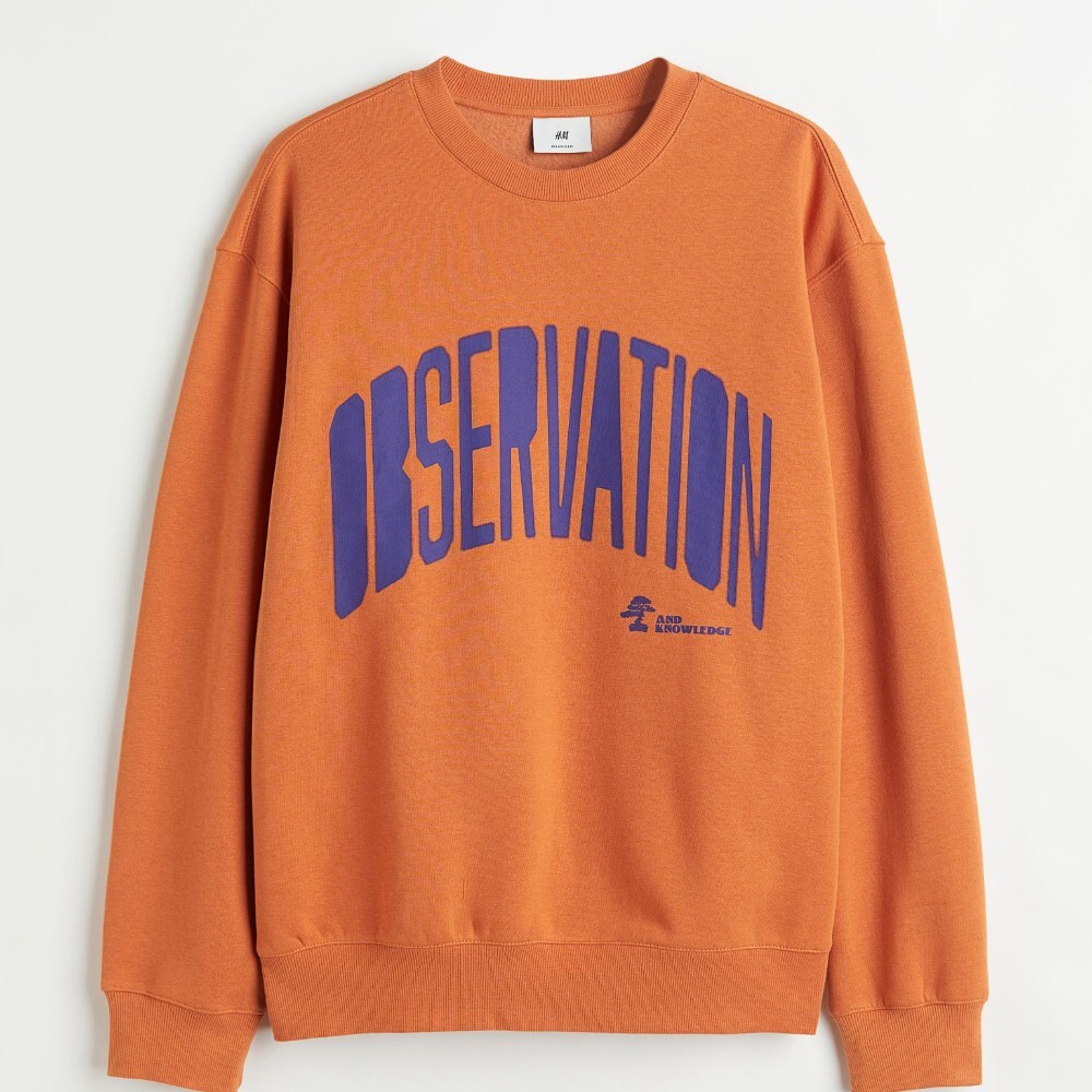 

Свитшот H&M Relaxed Fit Printed Observation, оранжевый