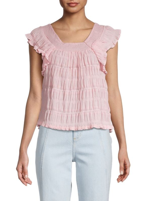 

Однотонный присборенный топ Design 365 Pink