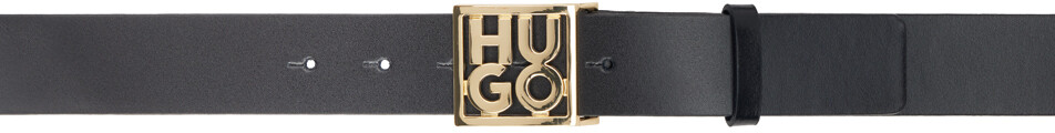 

Черный ремень с логотипом Hugo