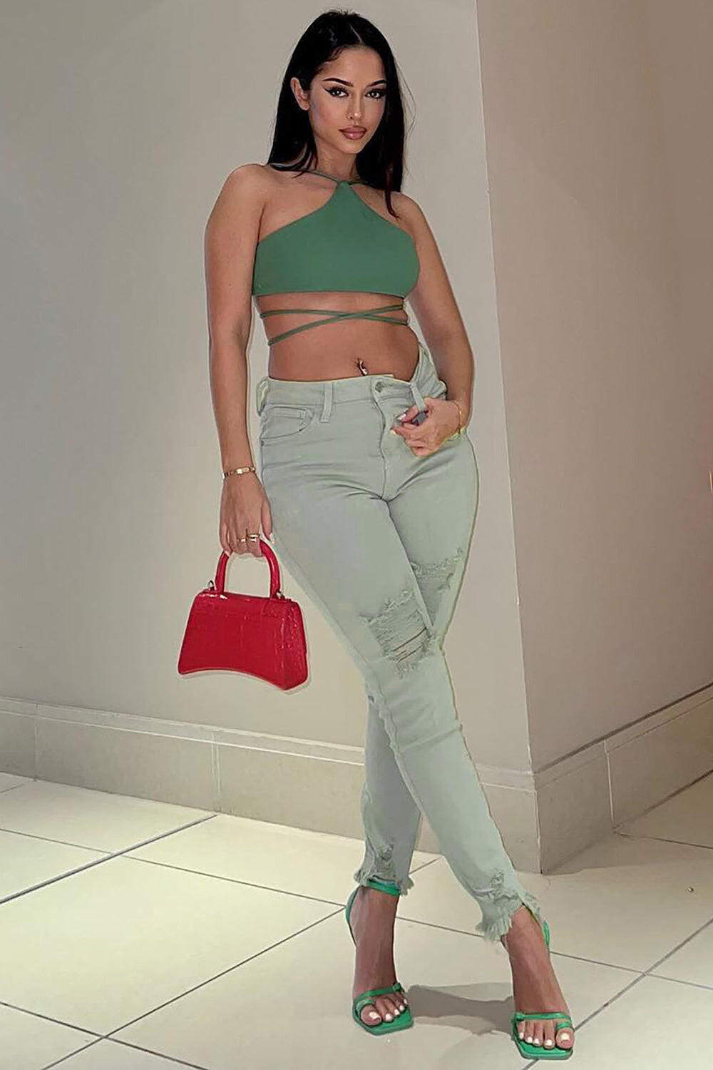 

Джинсы скинни Fashion Nova IB7200HS, шалфей