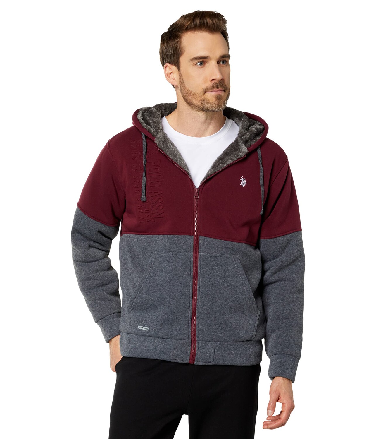 

Худи U.S. POLO ASSN., Embossed Color-Block Hoodie, Серый