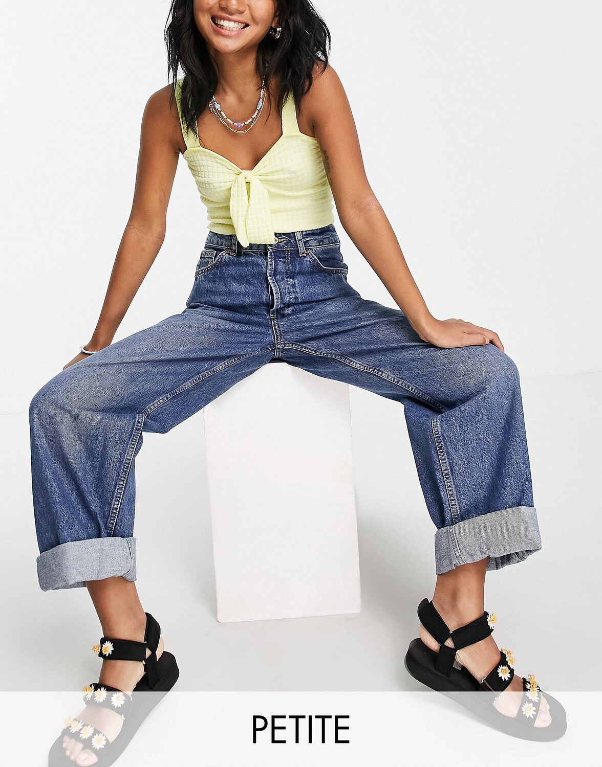 

Темно-синие джинсы оверсайз Mom Topshop Petite
