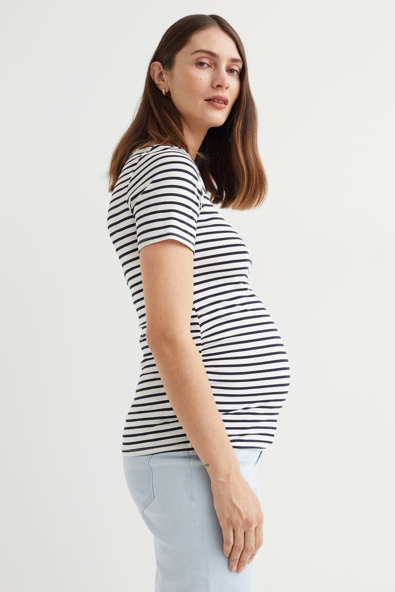 

MAMA 2 комплекта топов из джерси H&M, черные/белые полосы