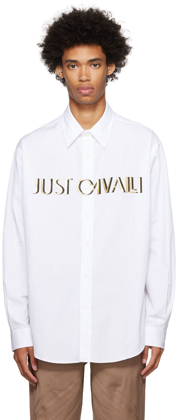 

Белая рубашка с принтом Just Cavalli