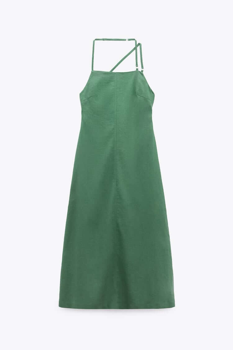 

Платье Zara Linen Blend With Open Back, зеленый