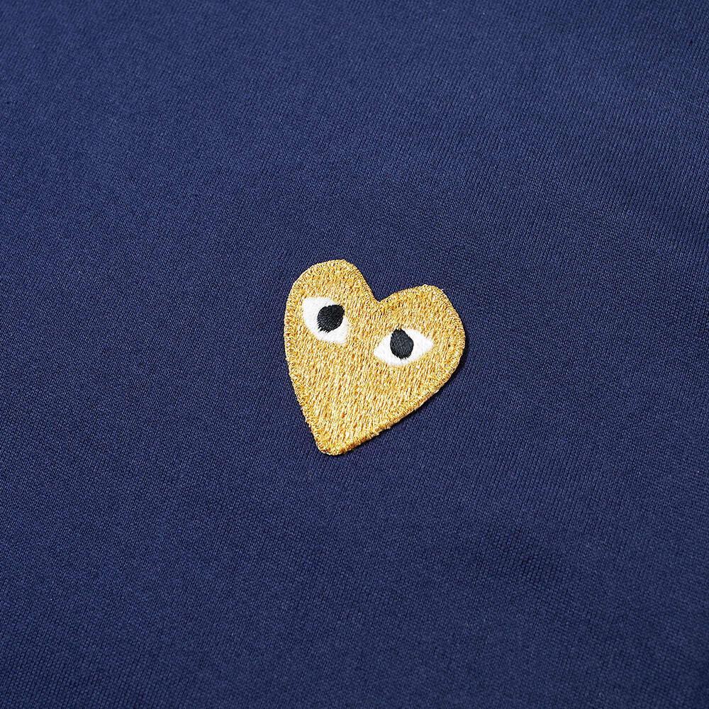 

Женская футболка Comme des Garcons Play с золотым сердечком и логотипом, Желтый, Женская футболка Comme des Garcons Play с золотым сердечком и логотипом