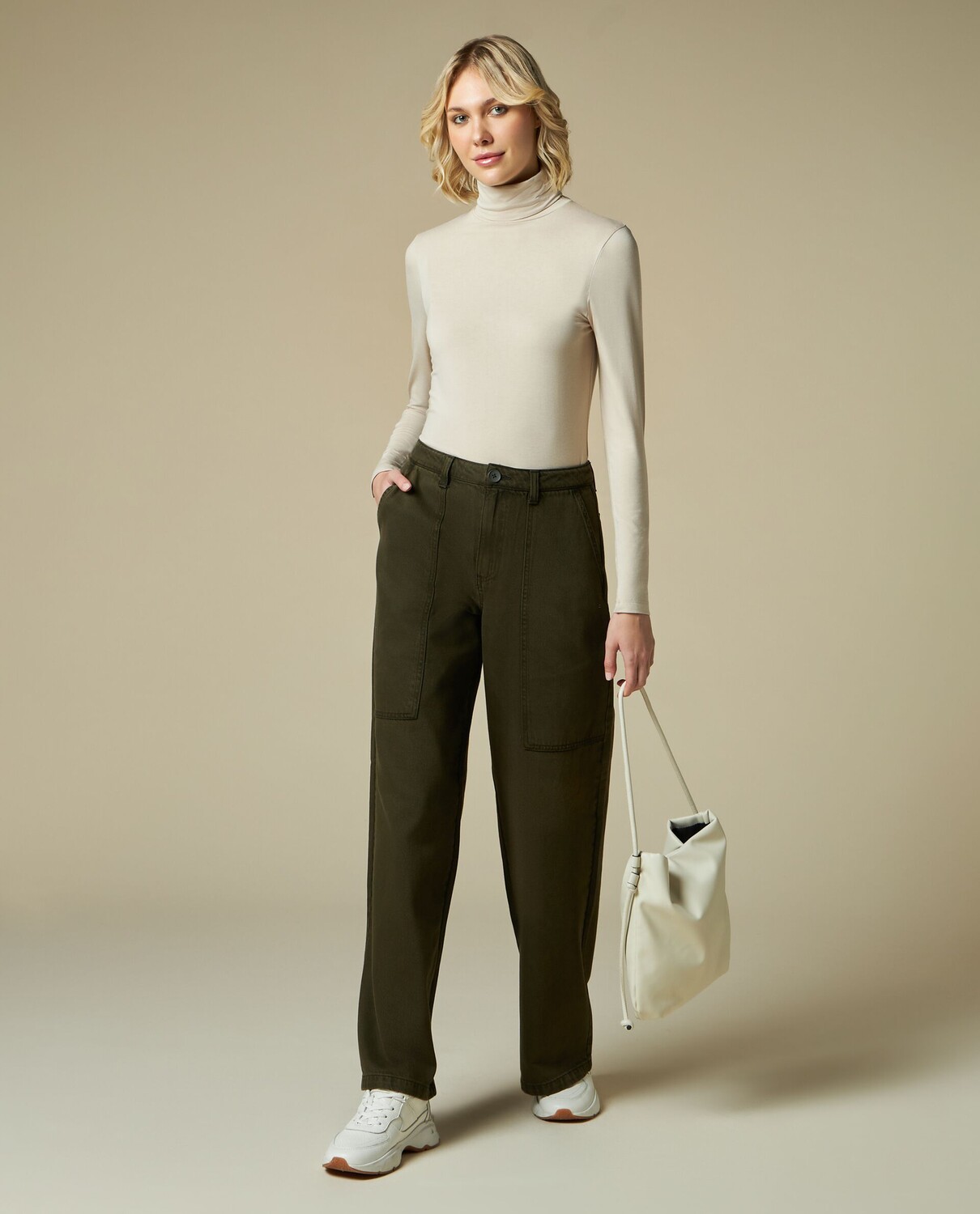 

Женские широкие брюки из чистого хлопка NICE&CHIC, табачный коричневый