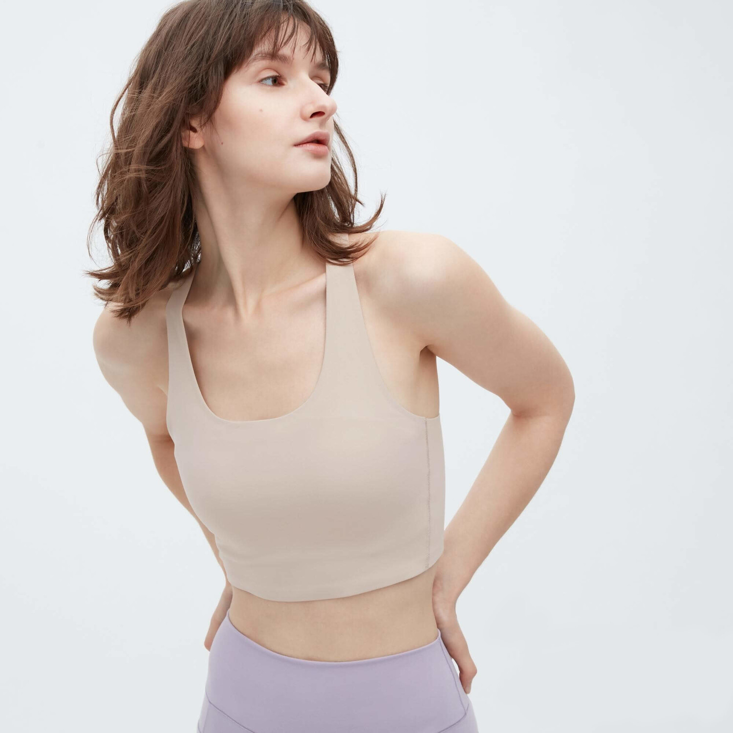 

Спортивный топ Uniqlo Square Neck Active Wireless, телесный