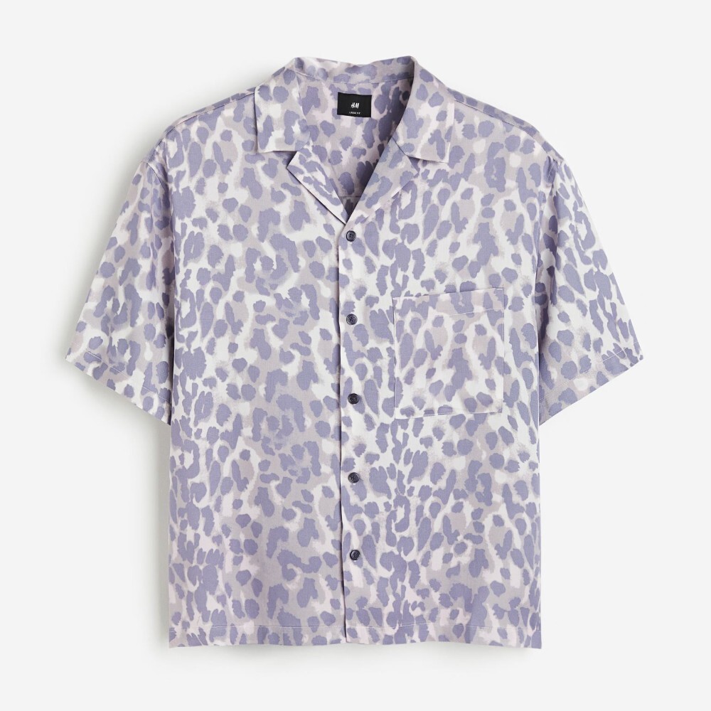 

Рубашка H&M Loose Fit Lyocell Resort Leopard Print, сиреневый