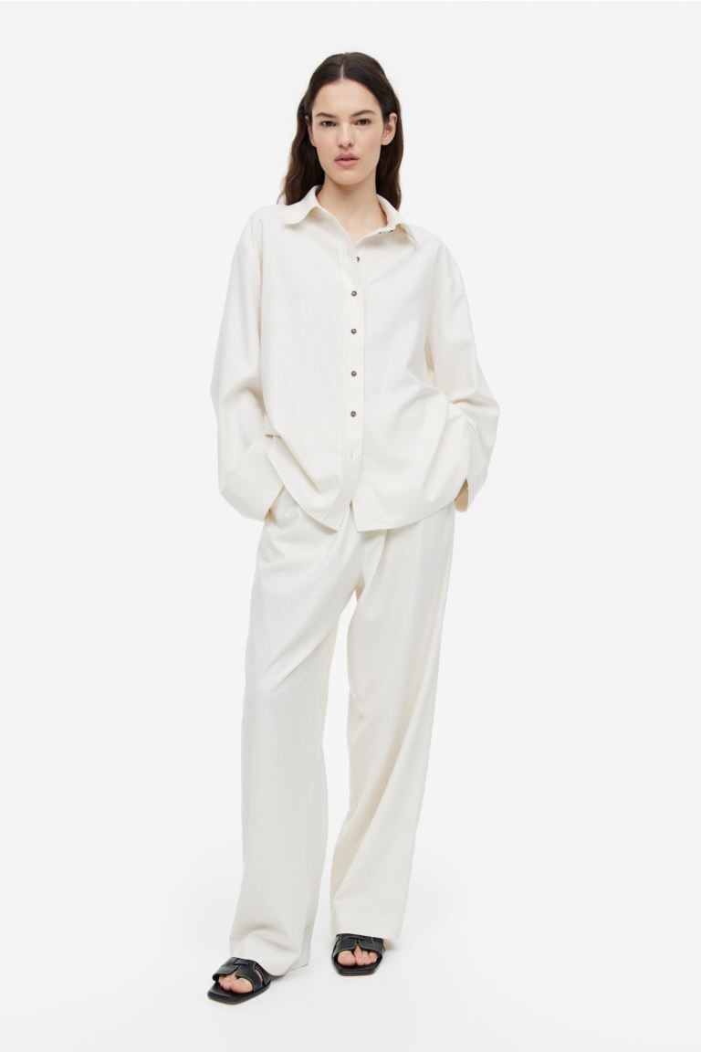

Шелковые брюки без застежек H&M, белый