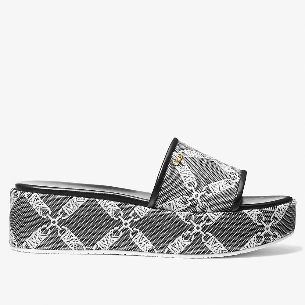 

Шлепанцы Michael Michael Kors Ember Empire Logo Jacquard Platform, черный/белый