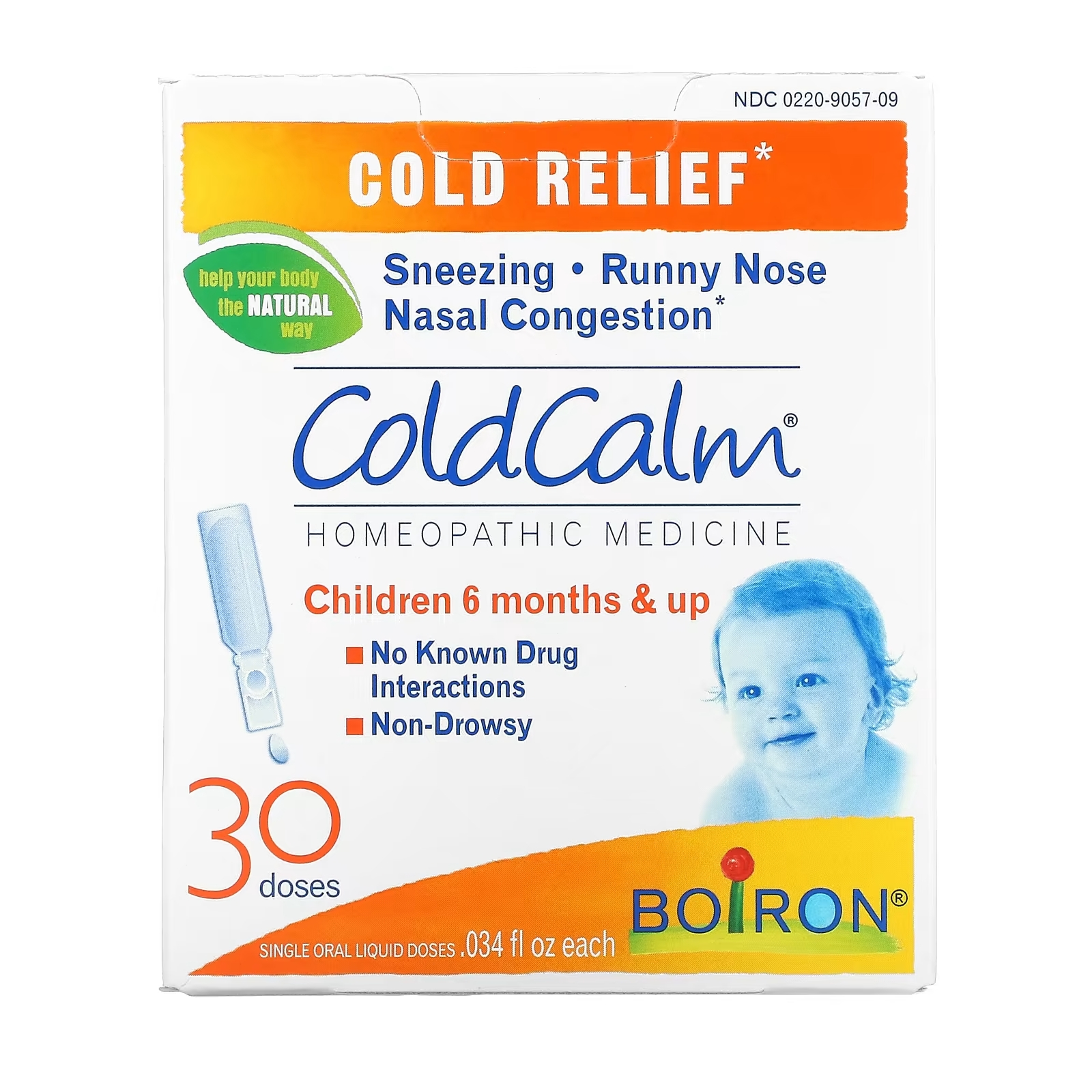 Boiron ColdCalm средство от простуды от 6 месяцев, 30шт средство hyland s от слизи и простуды для детей от 6 месяцев 2 флакона по 118 мл