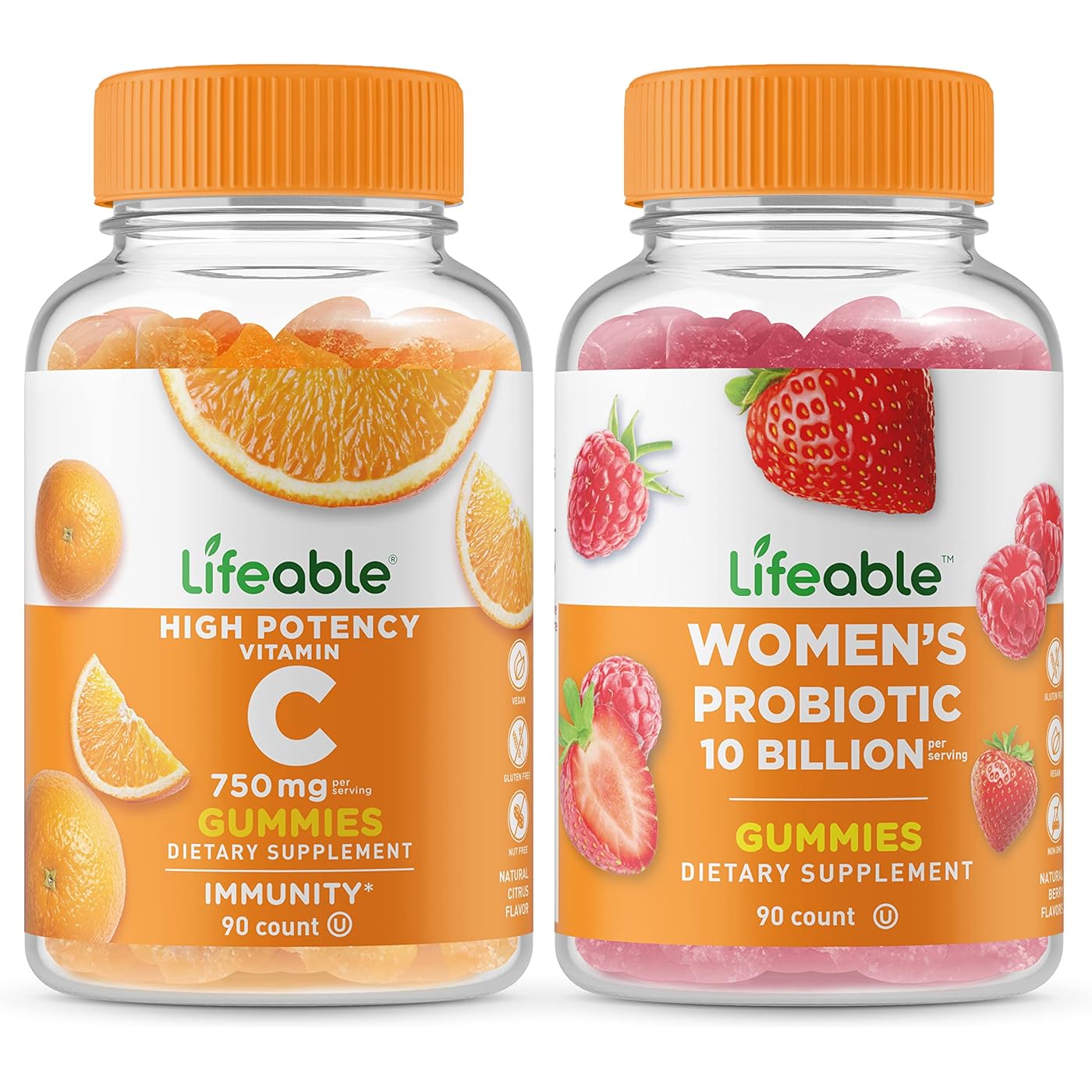 Набор витаминов Lifeable Vitamin C 750 mg & Probiotic 10 Billion, 2 предмета, 90 таблеток набор витаминов lifeable vitamin c 1050 mg