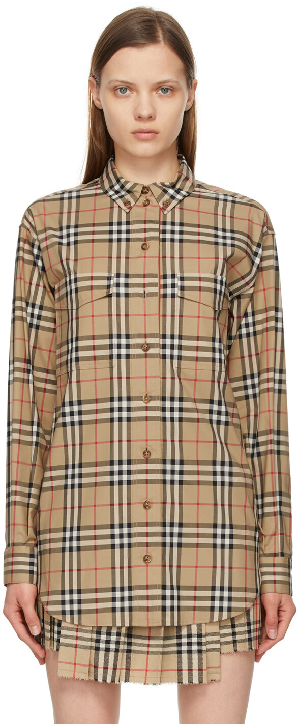 

Бежевая свободная рубашка Turnstone в винтажную клетку Burberry