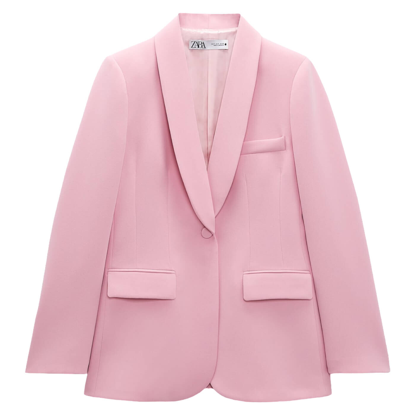 

Блейзер Zara With A Tuxedo Collar, бледно-розовый