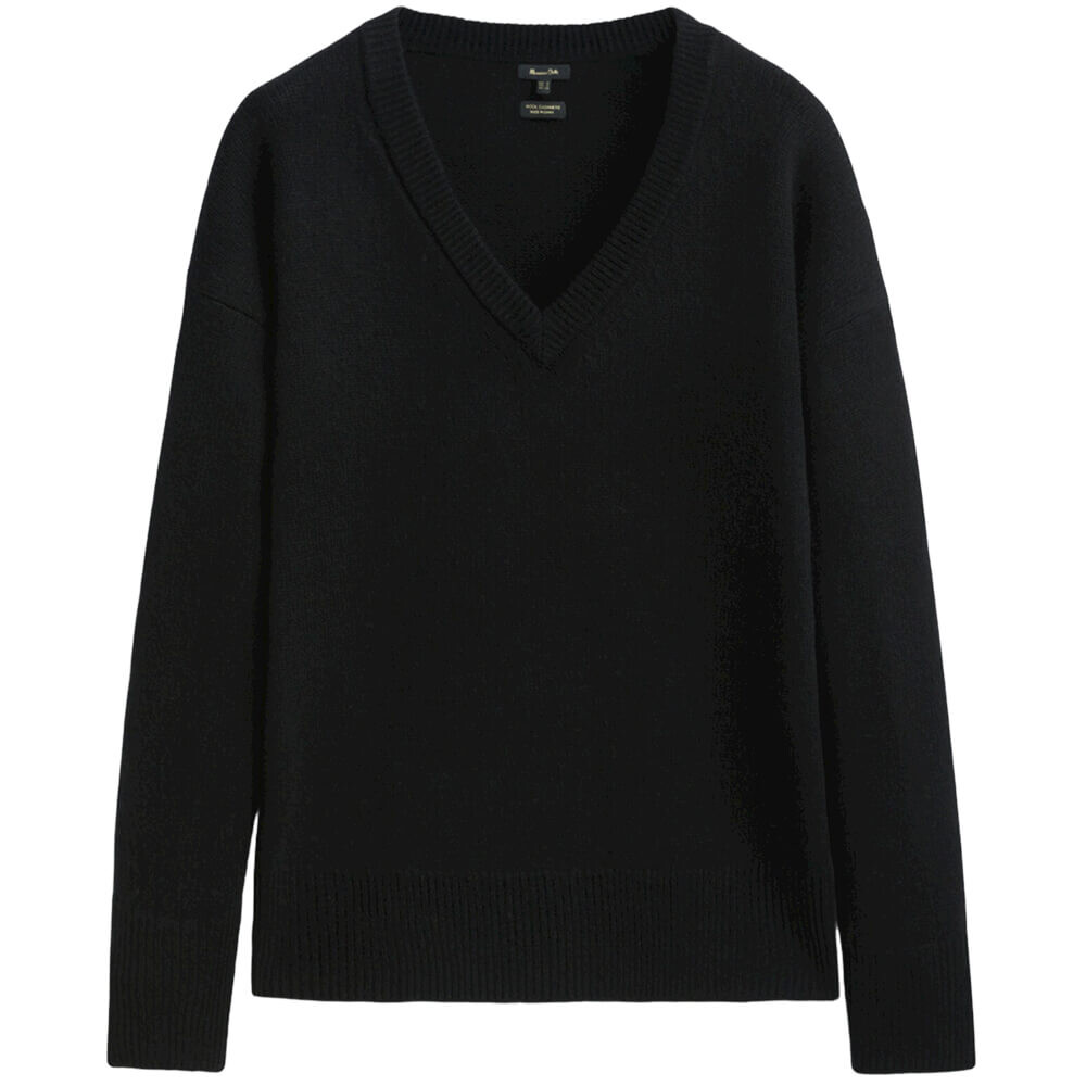 

Свитер Massimo Dutti V-neck Cape, черный