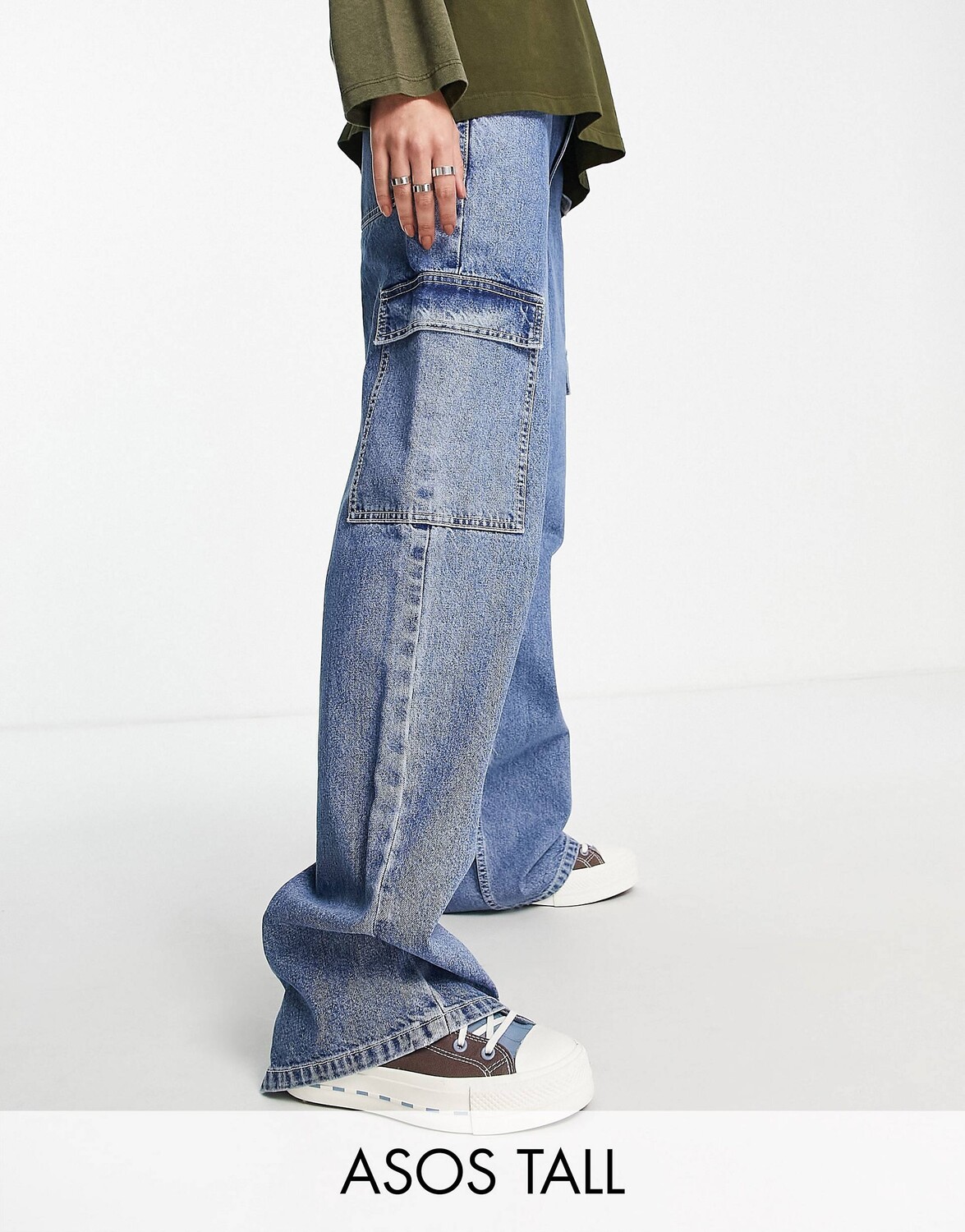 

Синие джинсы карго с заниженной талией ASOS DESIGN Tall
