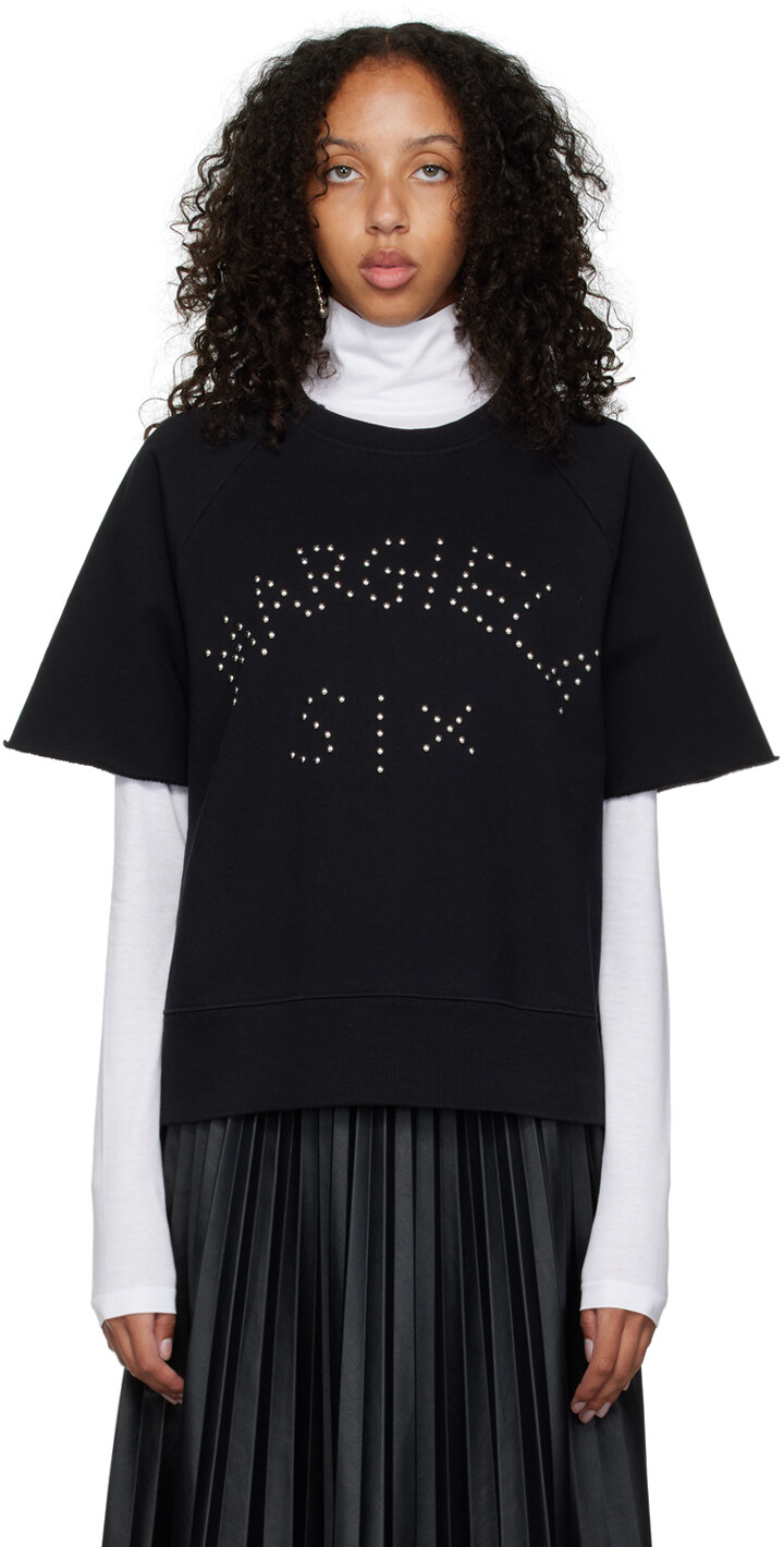 

Черный свитшот с заклепками MM6 Maison Margiela