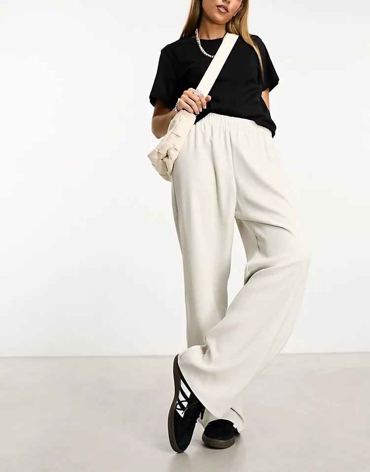 

Брюки River Island Wide Leg Elasticated Trouser, серый