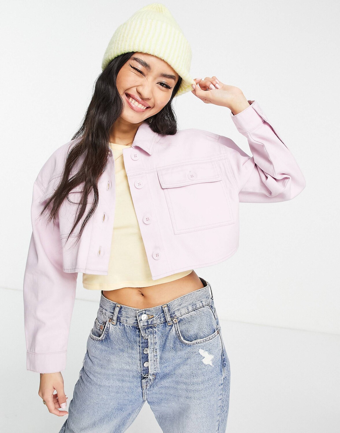 

Лиловая укороченная куртка Miss Selfridge, Розовый