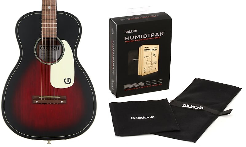 

Gretsch G9500 Jim Dandy Flat Top - винтажный комплект Sunburst с увлажнителем D'Addario, поддерживающим автоматическую систему контроля влажности Gretsch + D'Addario 2704000503=1 PW-HPK-01=1