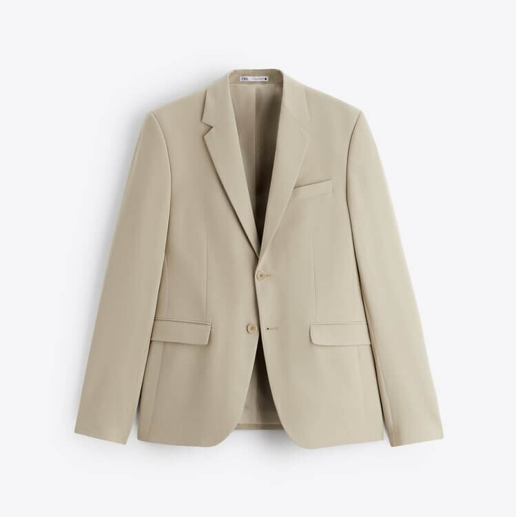 Пиджак Zara Slim-Fit Suit, бежевый