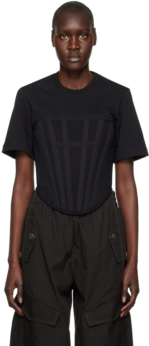 

Черная корсетная футболка Dion Lee, Черный