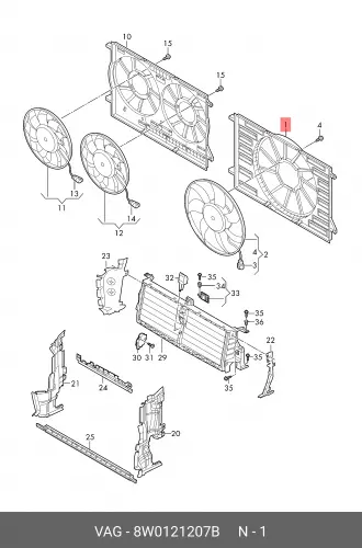 Диффузор радиатора охлаждения под вентилятор 8W0121207B VAG