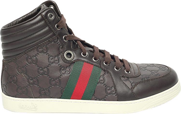 Кроссовки Gucci GG High Top Guccisima, коричневый - фото