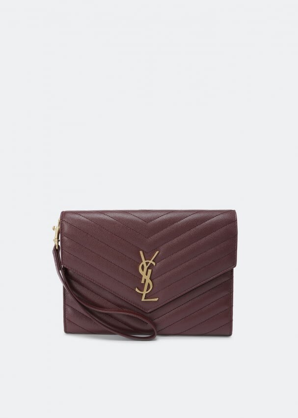 цена Клатч SAINT LAURENT Envelope pouch, бордовый