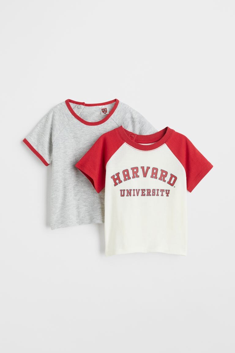 

2 футболки с принтом H&M, натуральный белый/гарвардский университет
