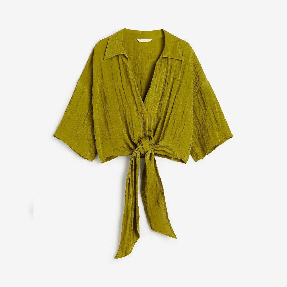 

Блузка H&M Tie Detail, хаки