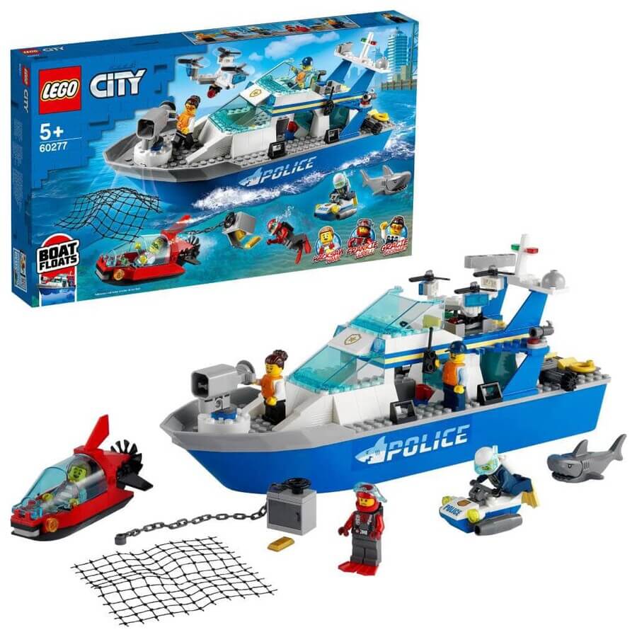 цена Конструктор LEGO Полицейский Патрульный катер, 276 деталей