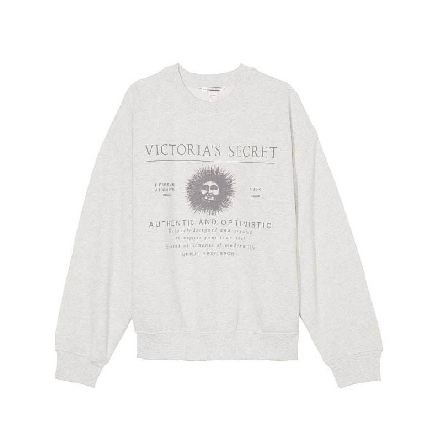 Толстовка Victoria's Secret Cotton Fleece Oversized, светло-серый футболка uniqlo cotton oversized светло серый