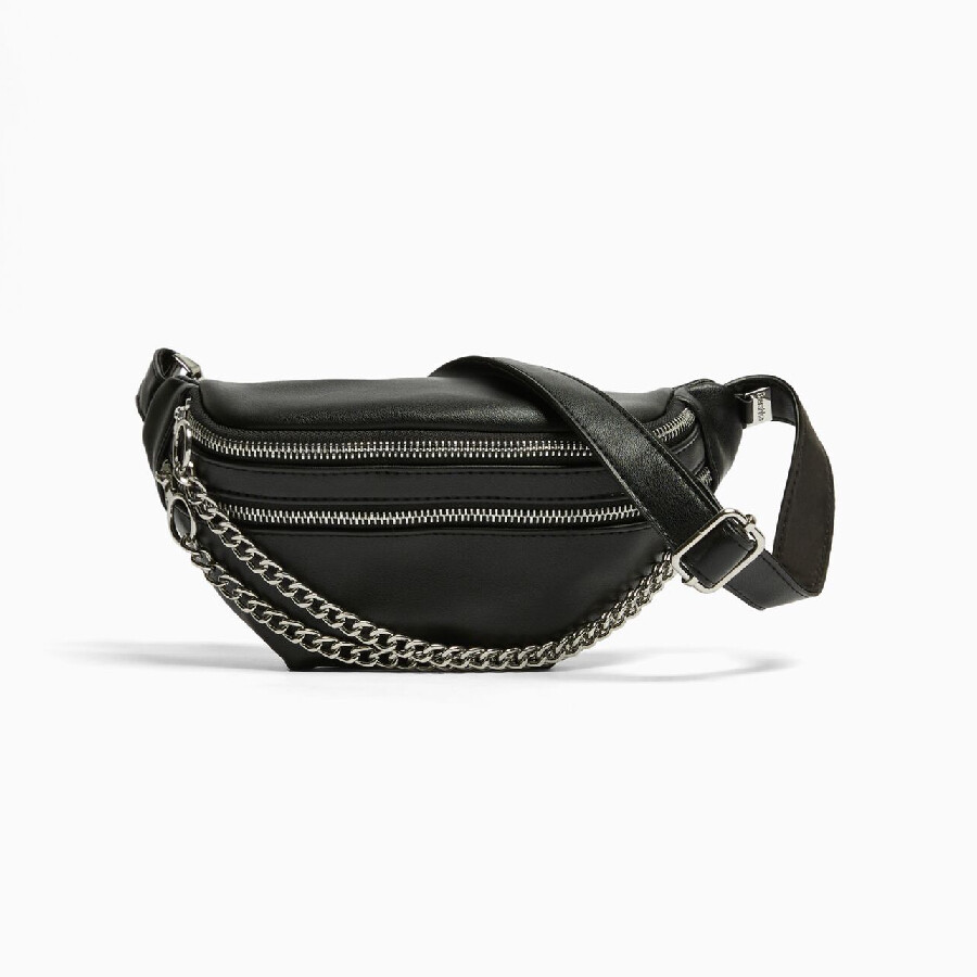 

Сумка Bershka Faux Leather Belt, черный