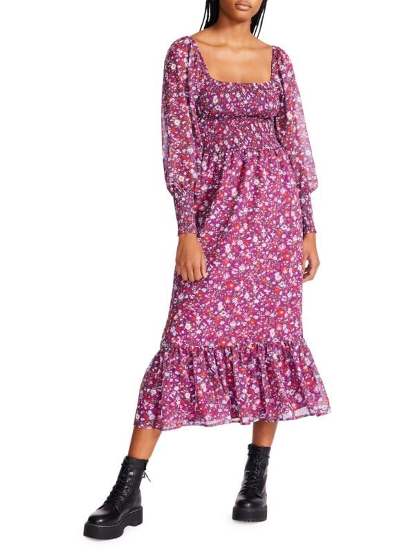 

Присборенное платье с принтом wildflower Betsey Johnson Purple multi