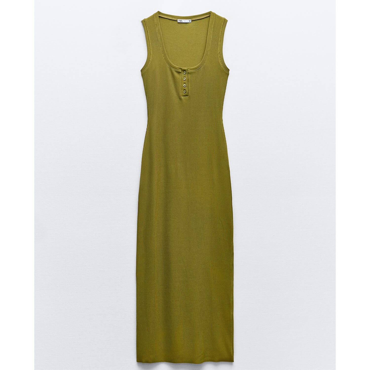 Платье Zara Ribbed Midi, зеленый юбка zara ribbed midi рыжевато коричневый