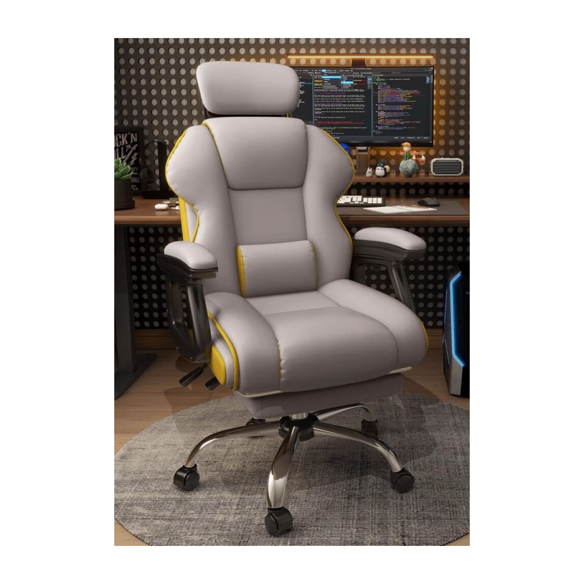 Игровое кресло Insdea WYB004, сталь, газлифт 3 lvl, с подставкой для ног, серый