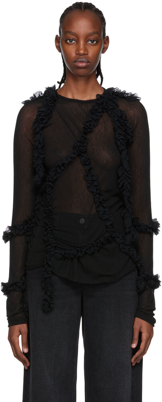 

Черный свитер с рюшами MM6 Maison Margiela