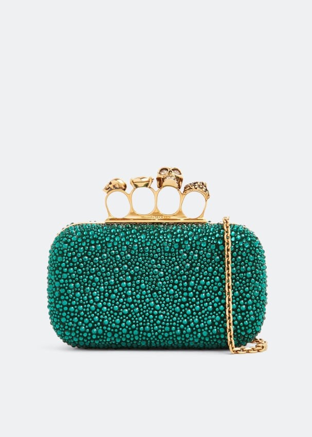 

Клатч ALEXANDER MCQUEEN Skull Four Ring clutch, зеленый