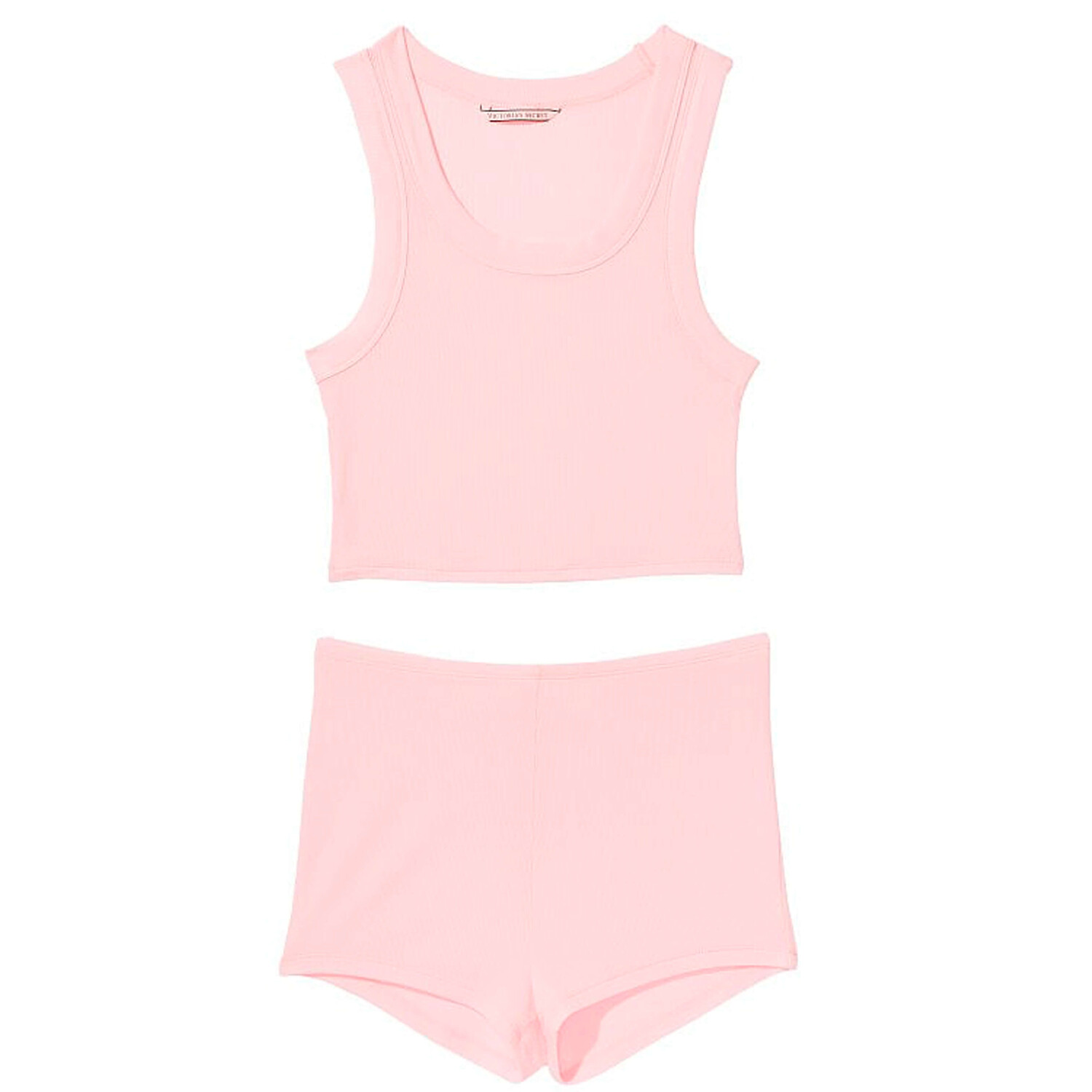 

Короткий пижамный комплект Victoria's Secret Ribbed Modal, 2 предмета, светло-розовый