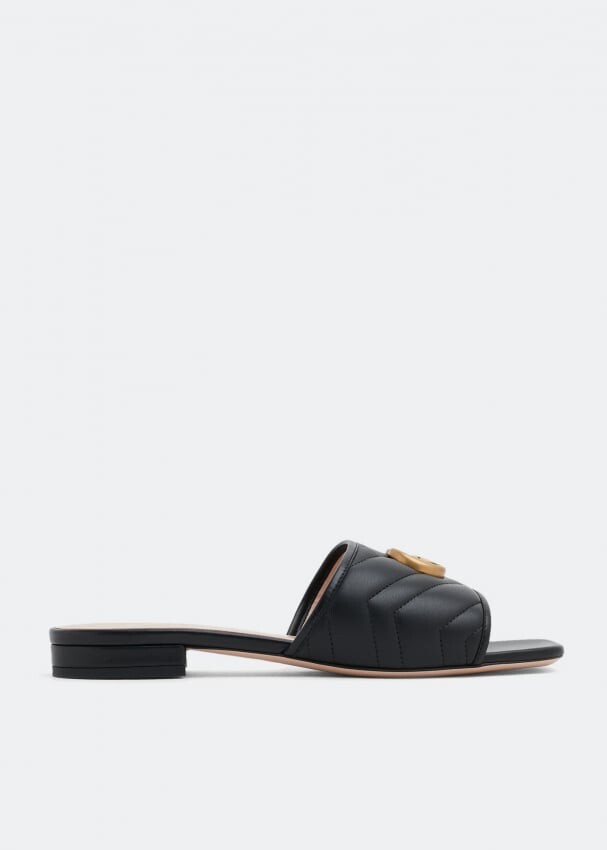 Сандалии GUCCI Double G slide sandals, черный сандалии gucci double g slide sandals розовый