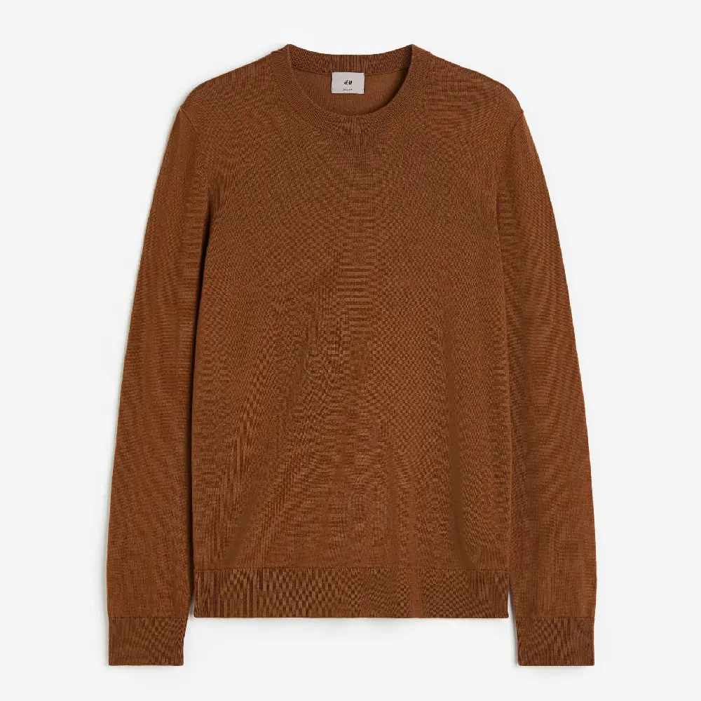 

Свитер H&M Slim Fit Merino Wool, коричневый